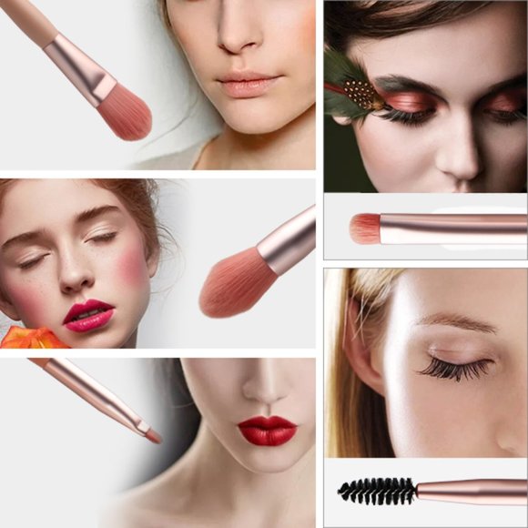 Makeup Brush Set of 8 Pcs Portable Pink - Picture 2 of 7